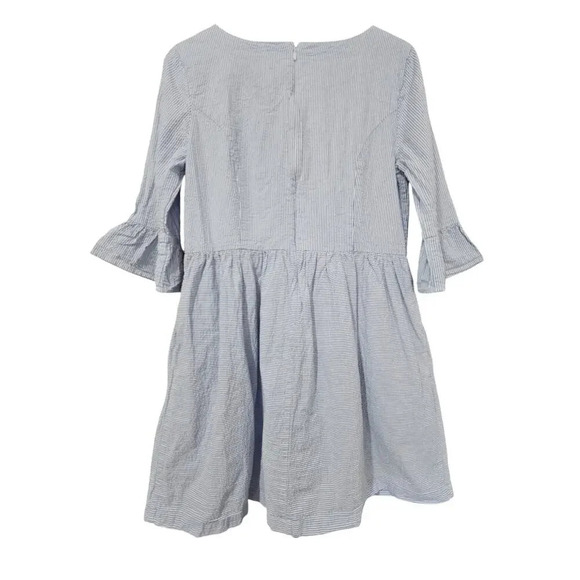 Hope & Henry Ruffle Cuff Seersucker Dress Light Blue Size 12 - Picture 3 of 6